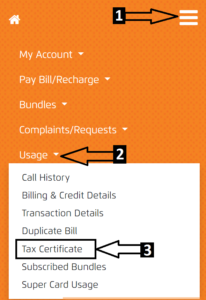 Tax certificate